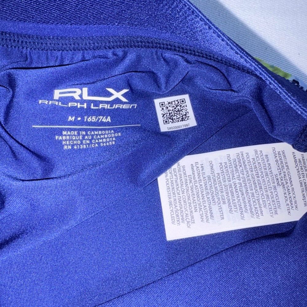 RLX Ralph Lauren Golf Skort Medium Blue Floral Fruit New Water Repellent Pleated - Picture 7 of 10